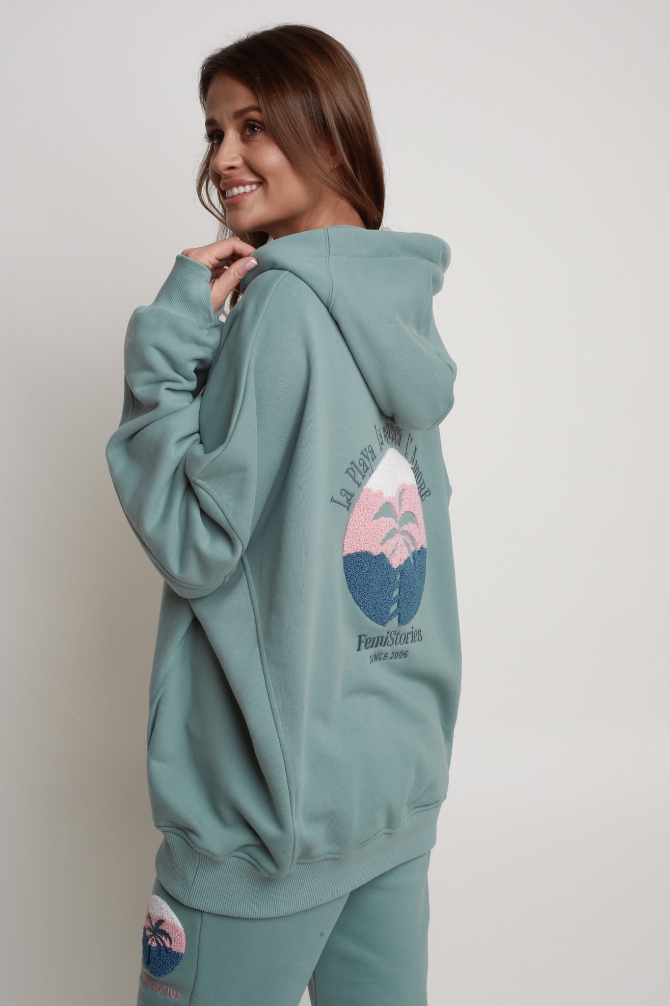 OVERSIZE HOODED SWEATSHIRT MINT - SANIBEL