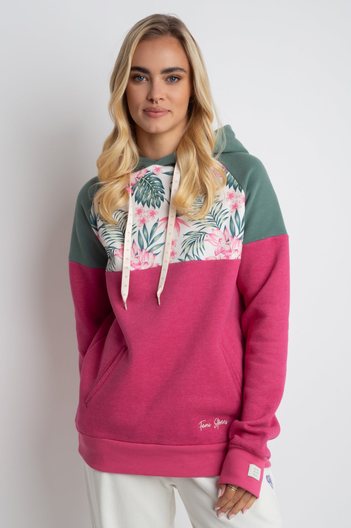 PURPLE HOODED SWEATSHIRT WITH FLOWER PRINT - NEMOS