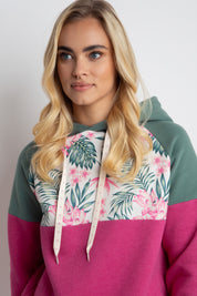 PURPLE HOODED SWEATSHIRT WITH FLOWER PRINT - NEMOS