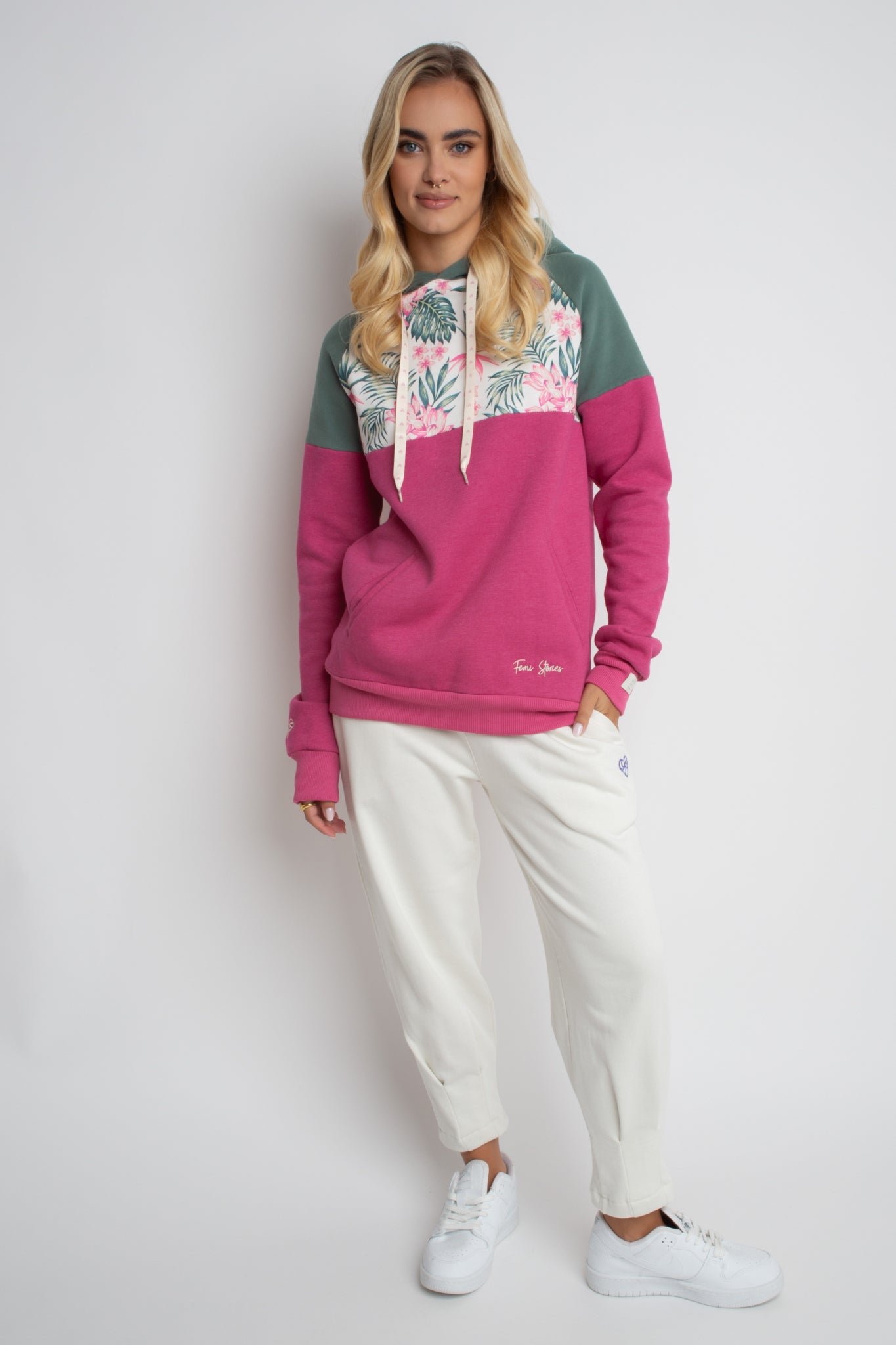 PURPLE HOODED SWEATSHIRT WITH FLOWER PRINT - NEMOS
