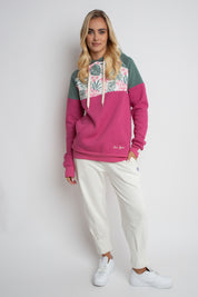 PURPLE HOODED SWEATSHIRT WITH FLOWER PRINT - NEMOS
