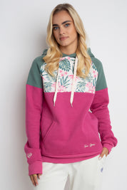 PURPLE HOODED SWEATSHIRT WITH FLOWER PRINT - NEMOS