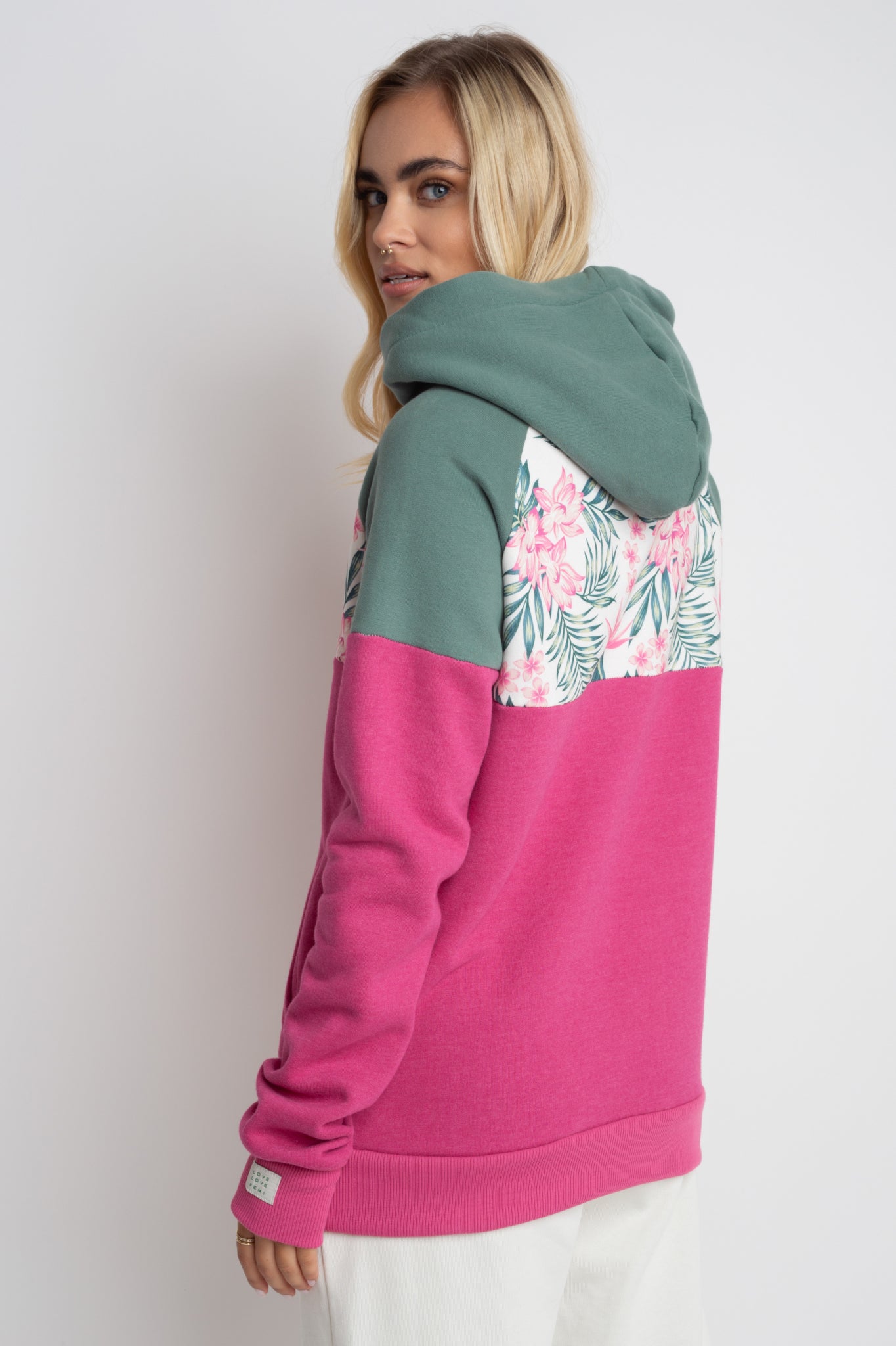 PURPLE HOODED SWEATSHIRT WITH FLOWER PRINT - NEMOS