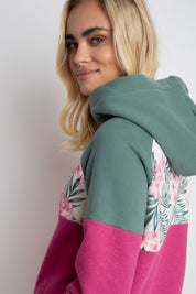 PURPLE HOODED SWEATSHIRT WITH FLOWER PRINT - NEMOS