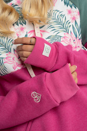 PURPLE HOODED SWEATSHIRT WITH FLOWER PRINT - NEMOS