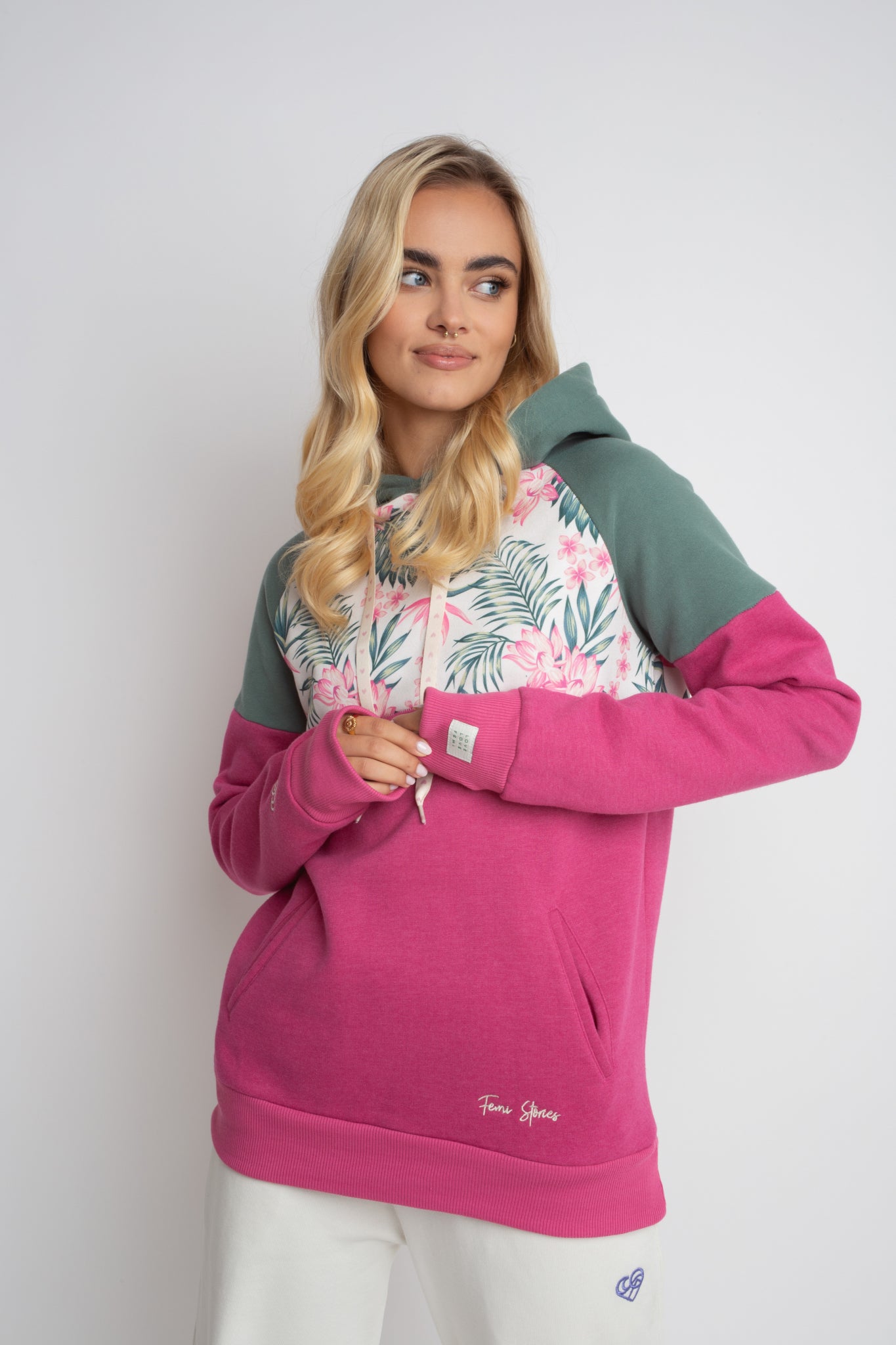 PURPLE HOODED SWEATSHIRT WITH FLOWER PRINT - NEMOS