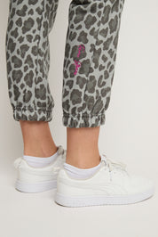 SPODNIE DRESOWE TYPU BAGGY SZARE Z PRINTEM W PANTERĘ - REVE