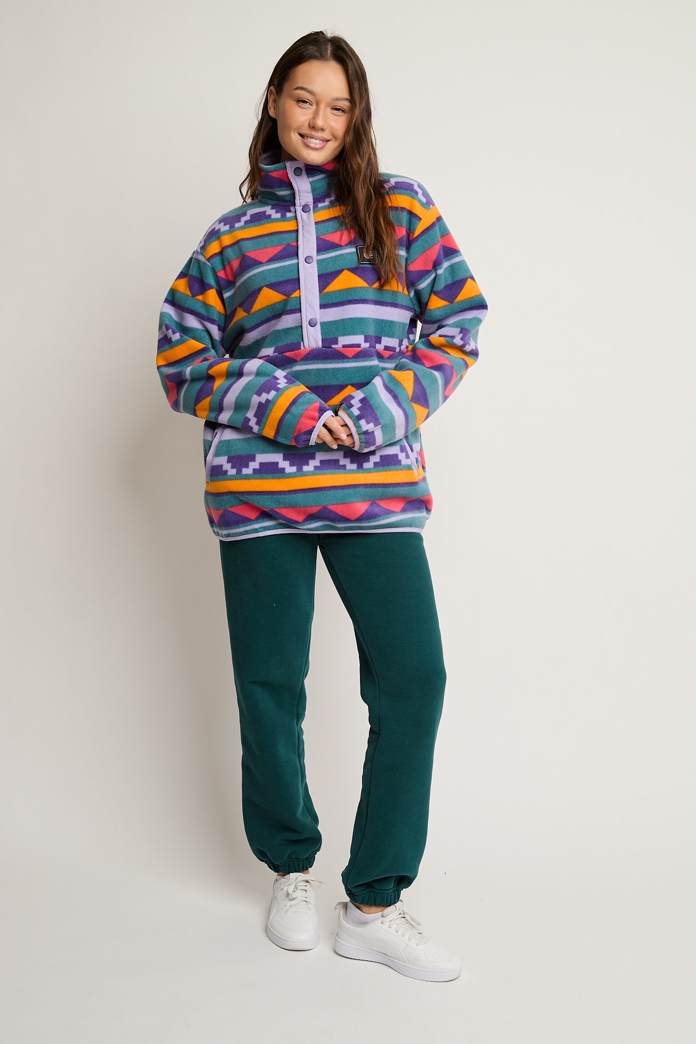 BLUZA FLEECE FIOLETOWO ZIELONA - NUNIVAK