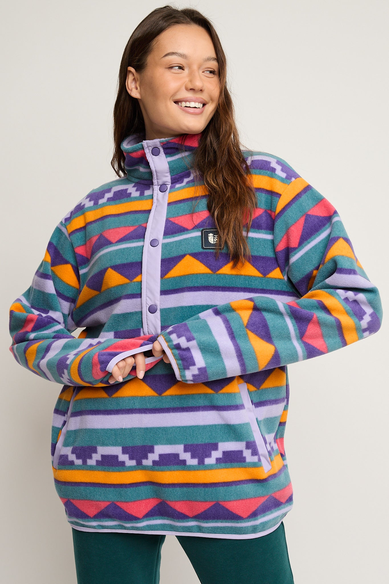 BLUZA FLEECE FIOLETOWO ZIELONA - NUNIVAK