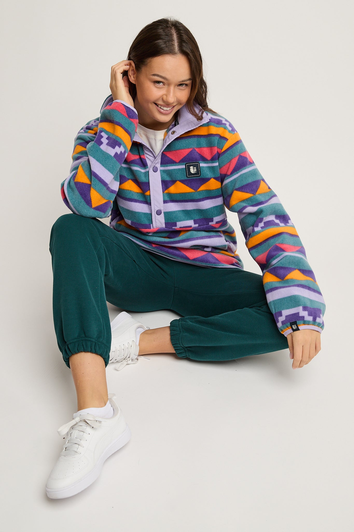 BLUZA FLEECE FIOLETOWO ZIELONA - NUNIVAK