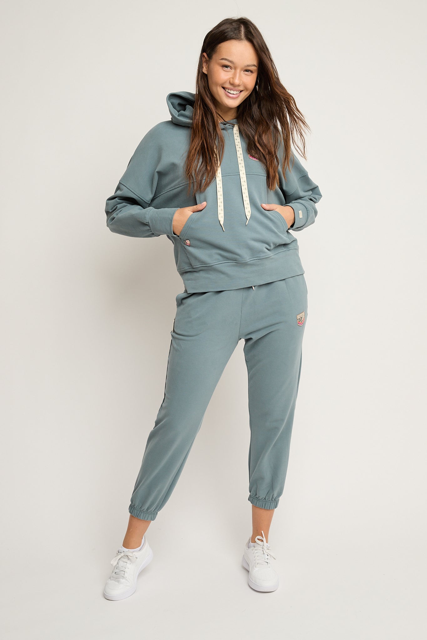 SPODNIE DRESOWE TYPU BAGGY TURKUSOWE - REVE