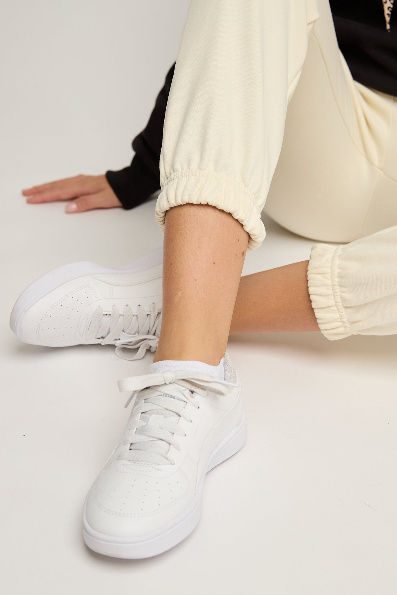 SPODNIE DRESOWE TYPU BAGGY ECRU - REVE