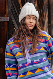 BLUZA FLEECE FIOLETOWO ZIELONA - NUNIVAK