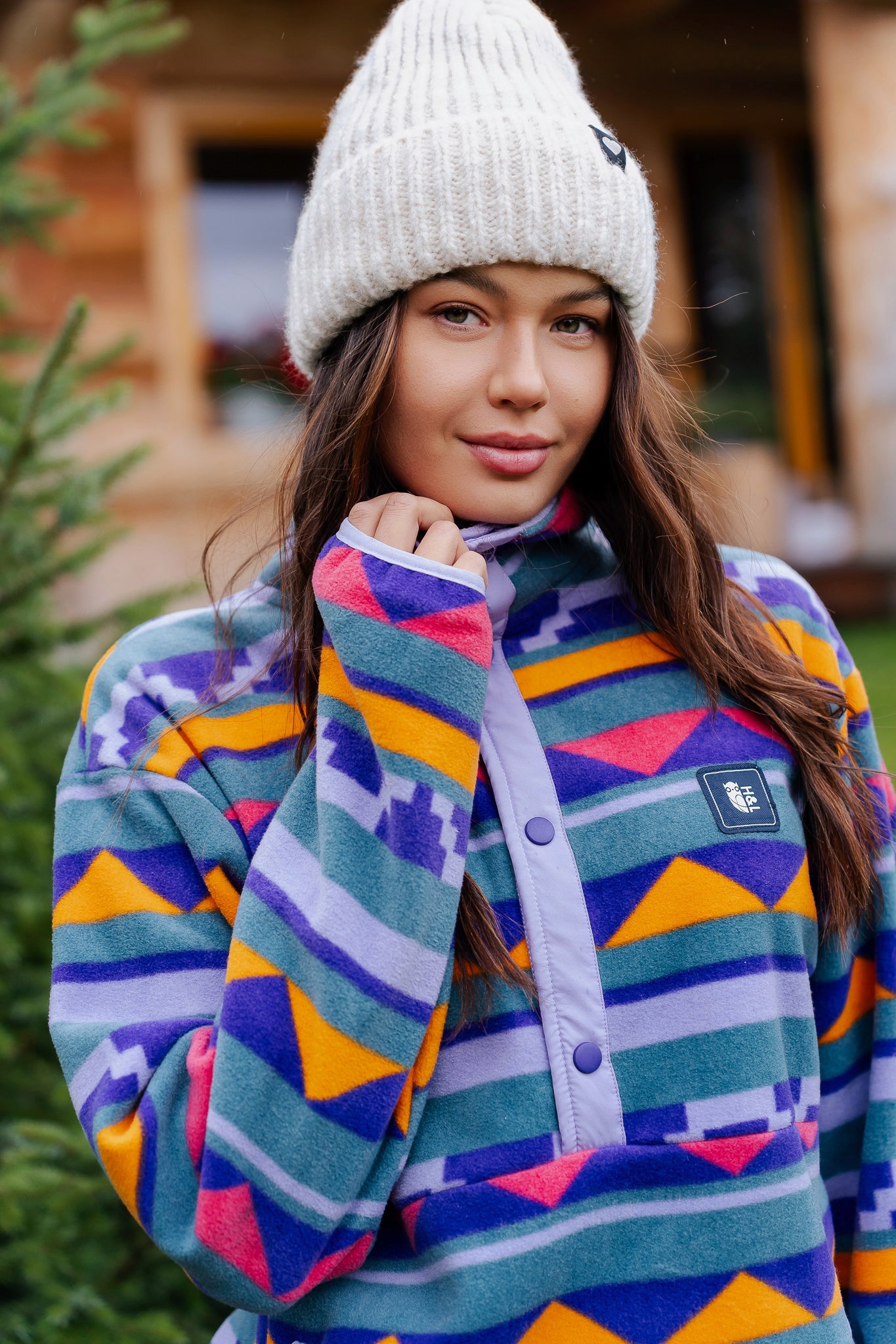 BLUZA FLEECE FIOLETOWO ZIELONA - NUNIVAK