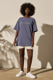 T-SHIRT OVERSIZE KOBALTOWY - BUCKLEA