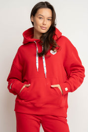 BLUZA Z KAPTUREM CZERWONA - AURENA