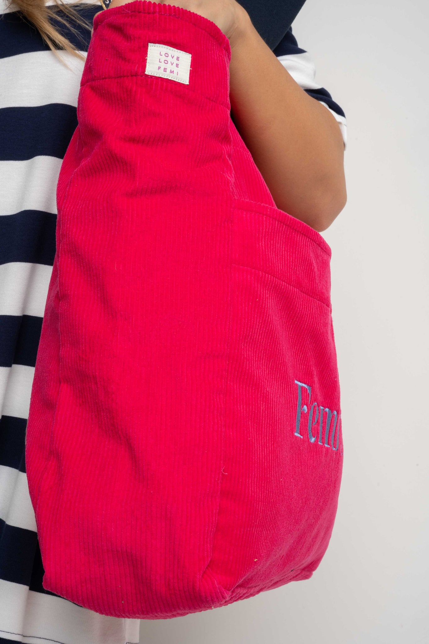 TORBA TYPU SHOPPER BAG FUKSJOWA Z NIEBIESKIM NAPISEM - NAYA