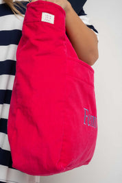 TORBA TYPU SHOPPER BAG FUKSJOWA Z NIEBIESKIM NAPISEM - NAYA