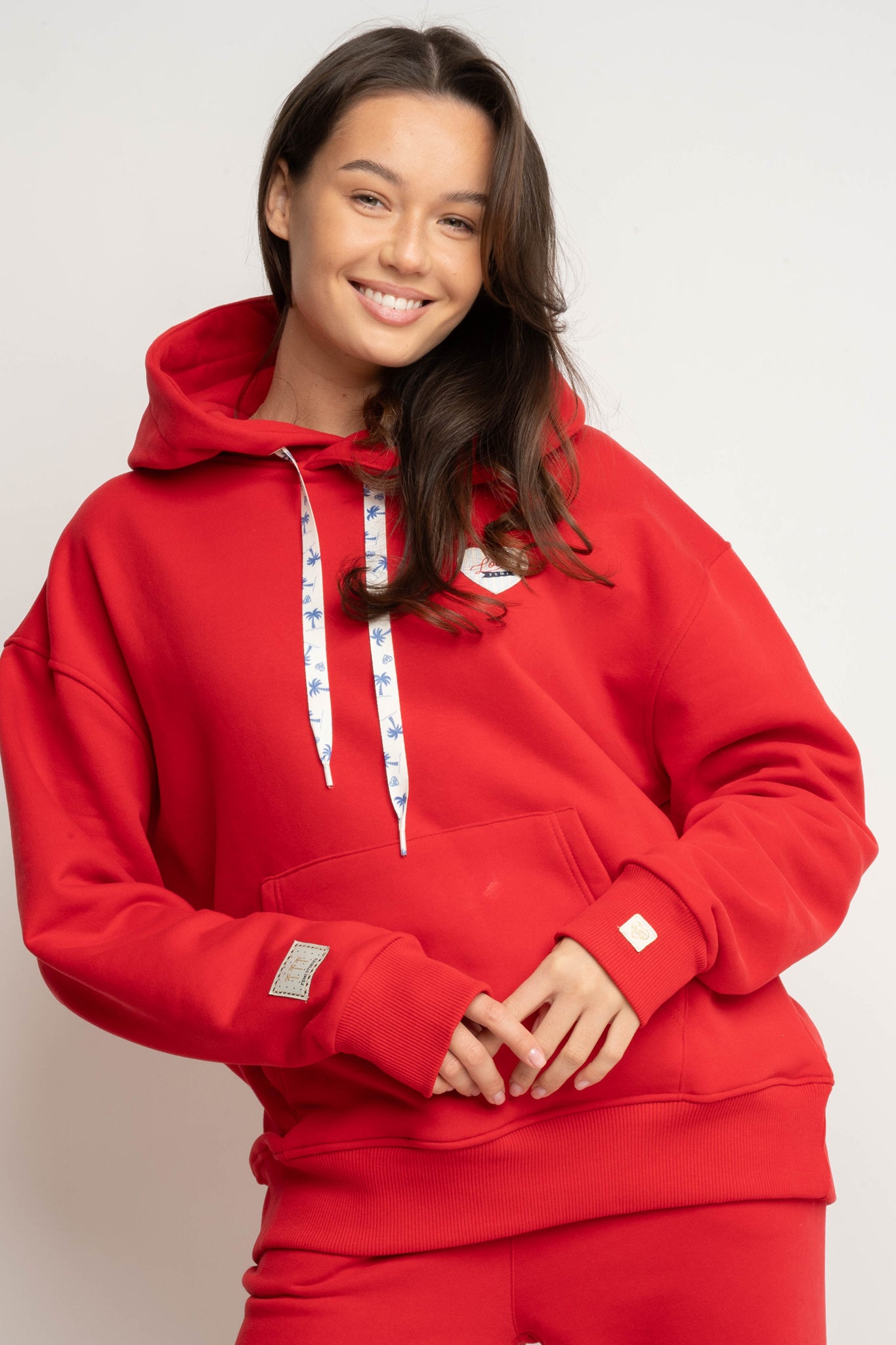 BLUZA Z KAPTUREM CZERWONA - AURENA