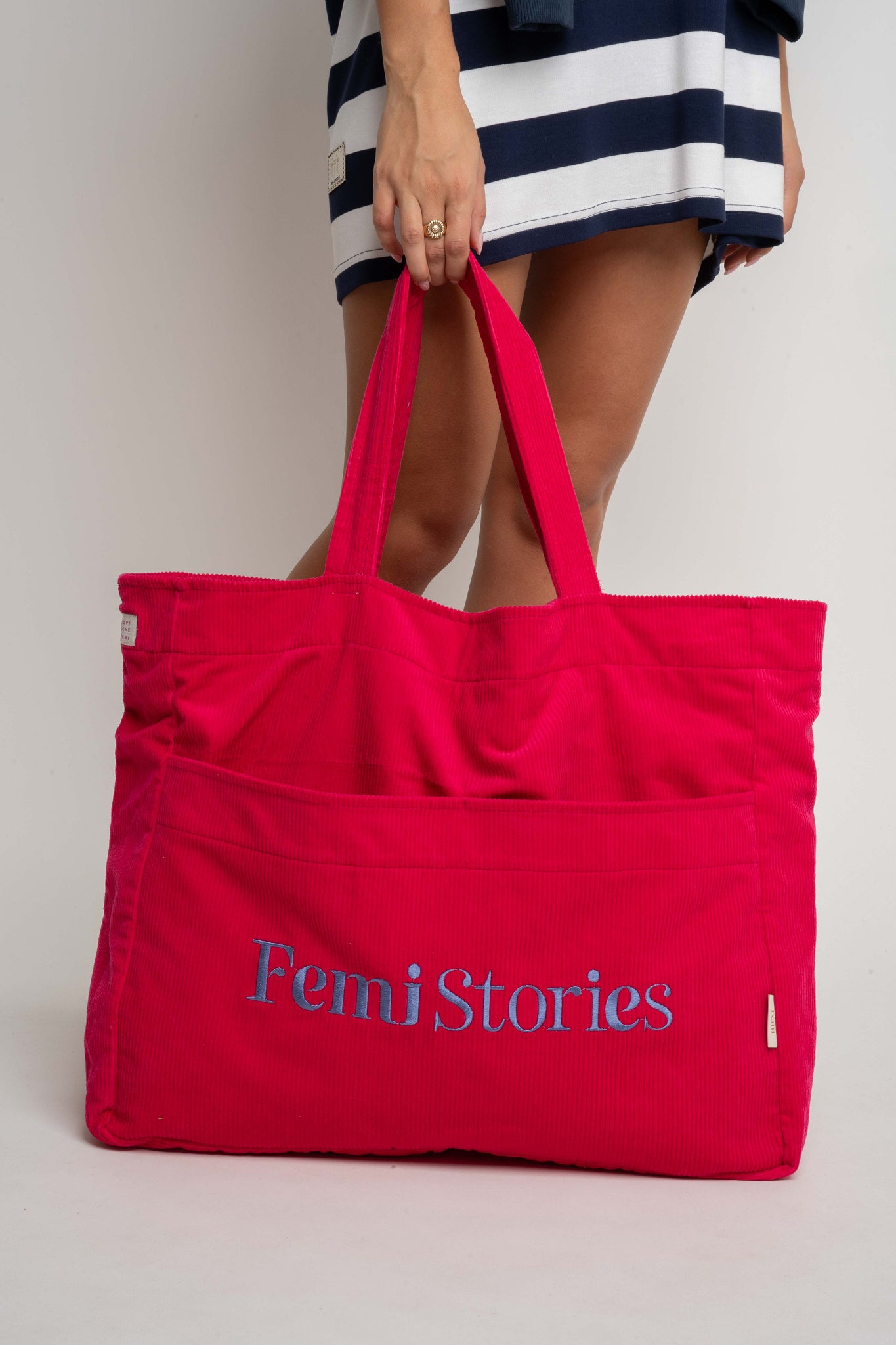 TORBA TYPU SHOPPER BAG FUKSJOWA Z NIEBIESKIM NAPISEM - NAYA