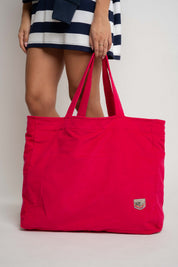 TORBA TYPU SHOPPER BAG FUKSJOWA Z NIEBIESKIM NAPISEM - NAYA