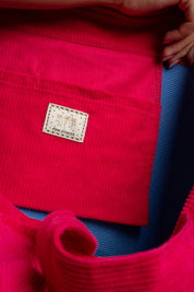 TORBA TYPU SHOPPER BAG FUKSJOWA Z NIEBIESKIM NAPISEM - NAYA