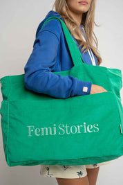 TORBA TYPU SHOPPER BAG ZIELONA Z JASNOZIELONYM NAPISEM - NAYA