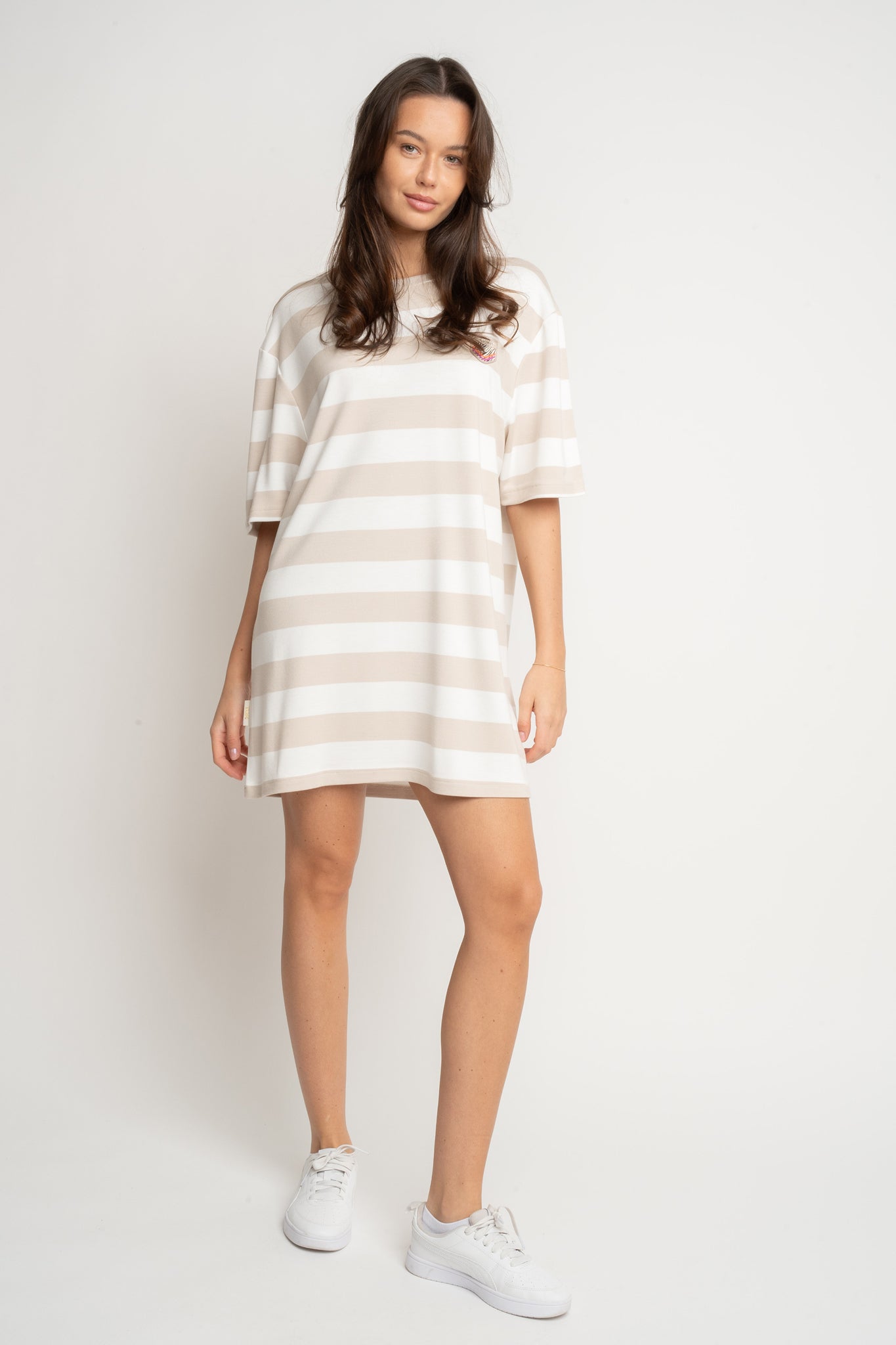 T-SHIRT BEŻOWY W PASKI - MARE