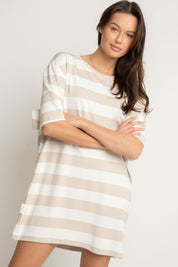 T-SHIRT BEŻOWY W PASKI - MARE