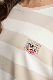 T-SHIRT BEŻOWY W PASKI - MARE