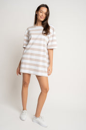 T-SHIRT CIEMNOBEŻOWY W PASKI - MARE