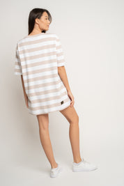 T-SHIRT CIEMNOBEŻOWY W PASKI - MARE