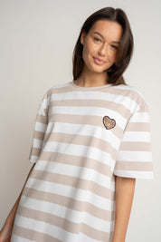 T-SHIRT CIEMNOBEŻOWY W PASKI - MARE