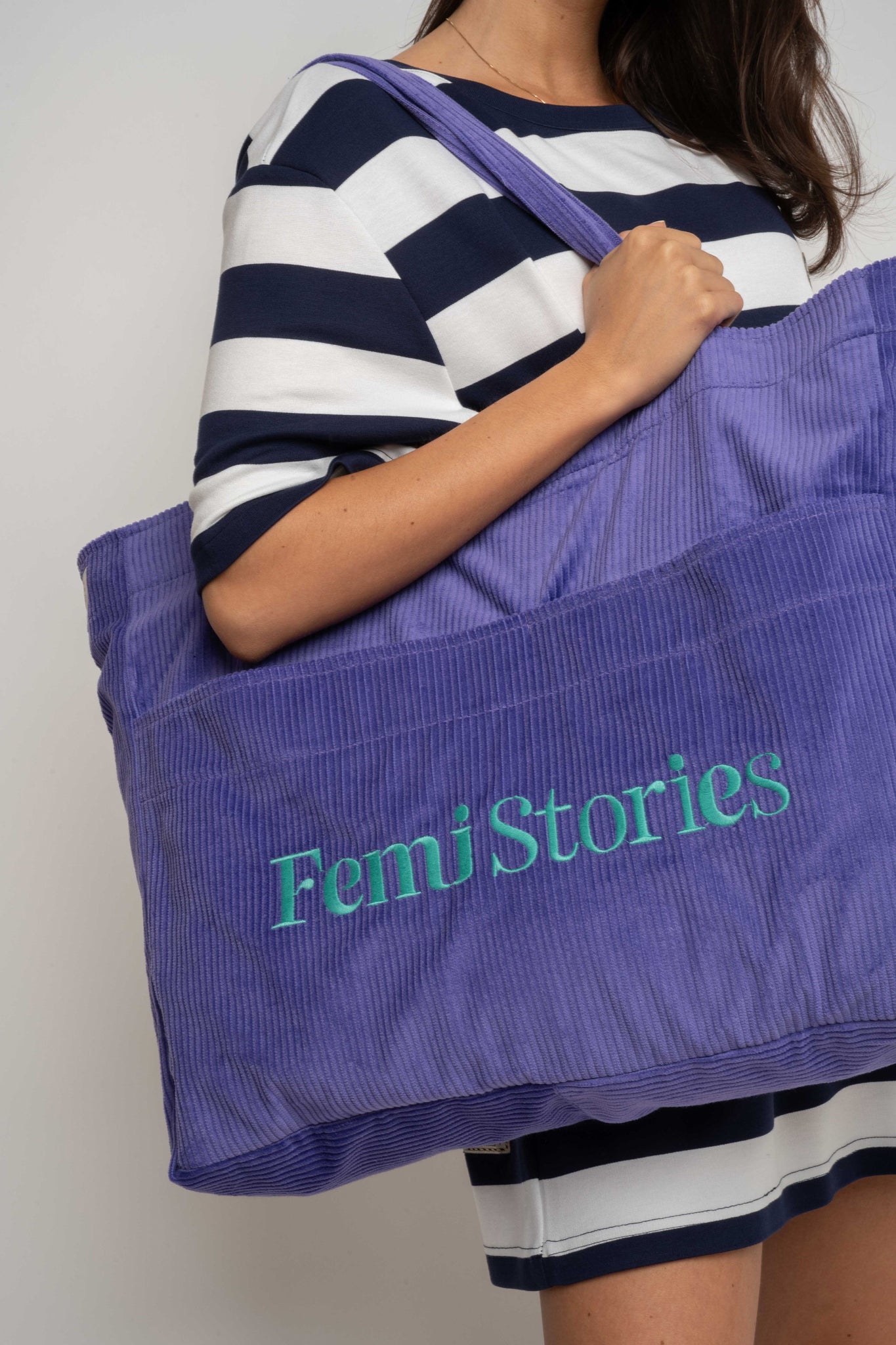 TORBA TYPU SHOPPER BAG FIOLETOWA Z ZIELONYM NAPISEM - NAYA