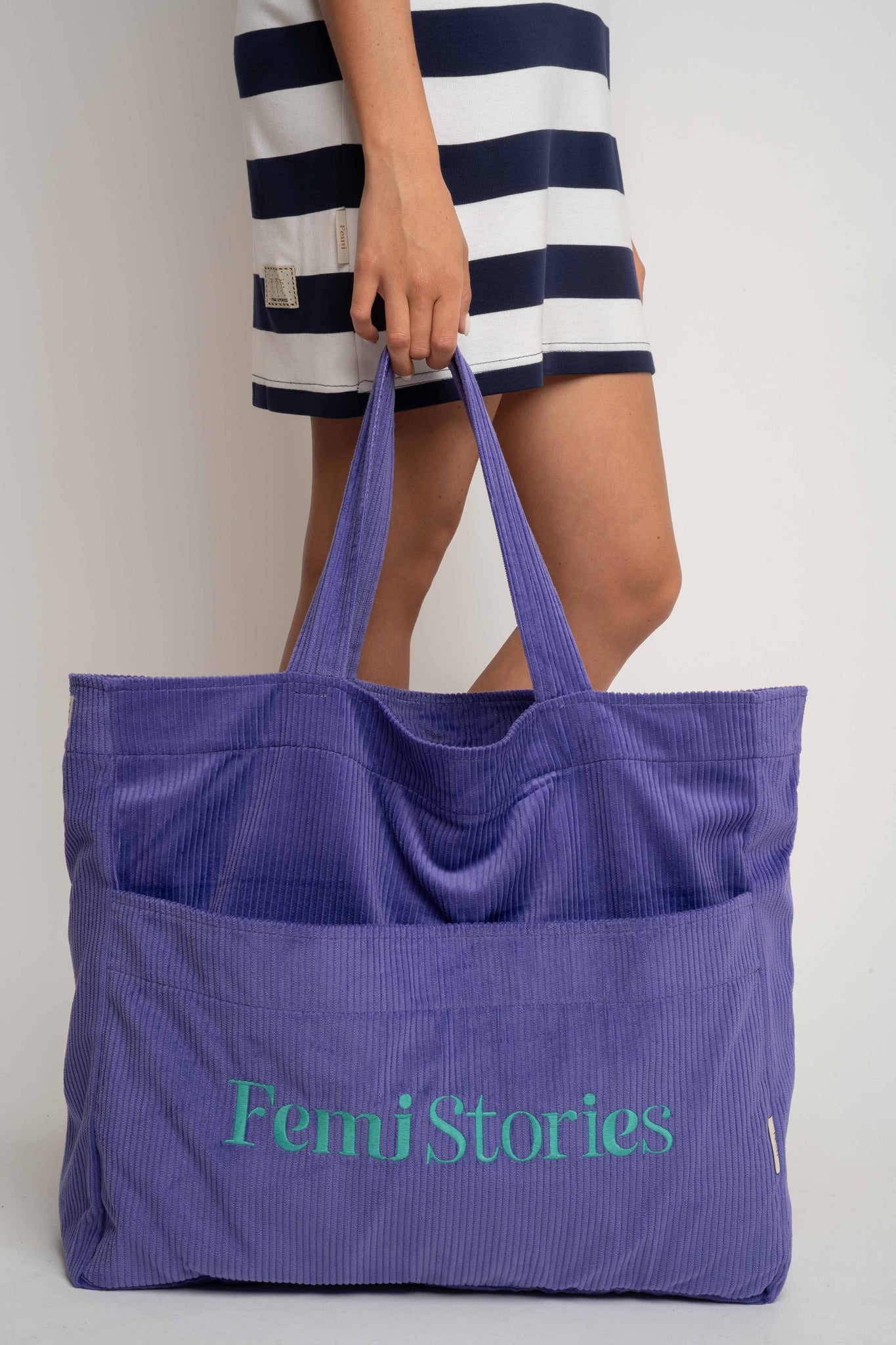 TORBA TYPU SHOPPER BAG FIOLETOWA Z ZIELONYM NAPISEM - NAYA