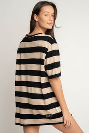 T-SHIRT CZARNY W PASKI - MARE