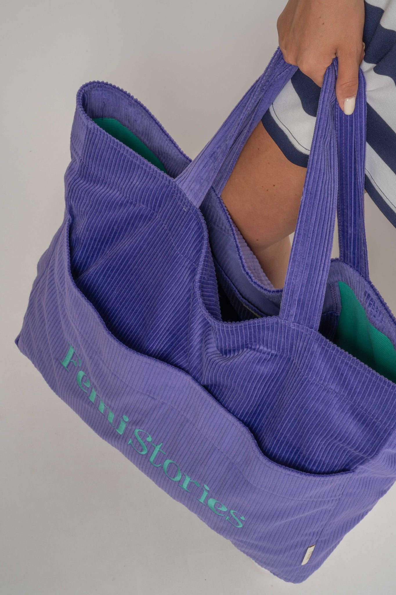 TORBA TYPU SHOPPER BAG FIOLETOWA Z ZIELONYM NAPISEM - NAYA