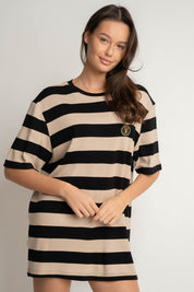 T-SHIRT CZARNY W PASKI - MARE