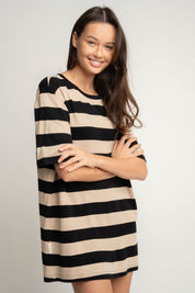 T-SHIRT CZARNY W PASKI - MARE