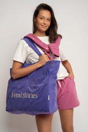 TORBA TYPU SHOPPER BAG FIOLETOWA Z ŻÓŁTYM NAPISEM - NAYA