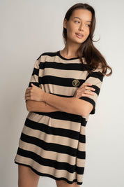 T-SHIRT CZARNY W PASKI - MARE