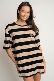 T-SHIRT CZARNY W PASKI - MARE