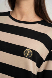 T-SHIRT CZARNY W PASKI - MARE