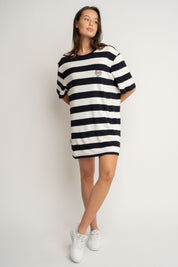 T-SHIRT CIEMNOGRANATOWY W PASKI - MARE