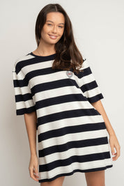 T-SHIRT CIEMNOGRANATOWY W PASKI - MARE