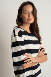 T-SHIRT CIEMNOGRANATOWY W PASKI - MARE