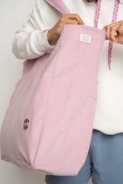 TORBA TYPU SHOPPER BAG JASNORÓŻOWA Z ANTRACYTOWYM NAPISEM - NAYA