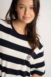 T-SHIRT CIEMNOGRANATOWY W PASKI - MARE