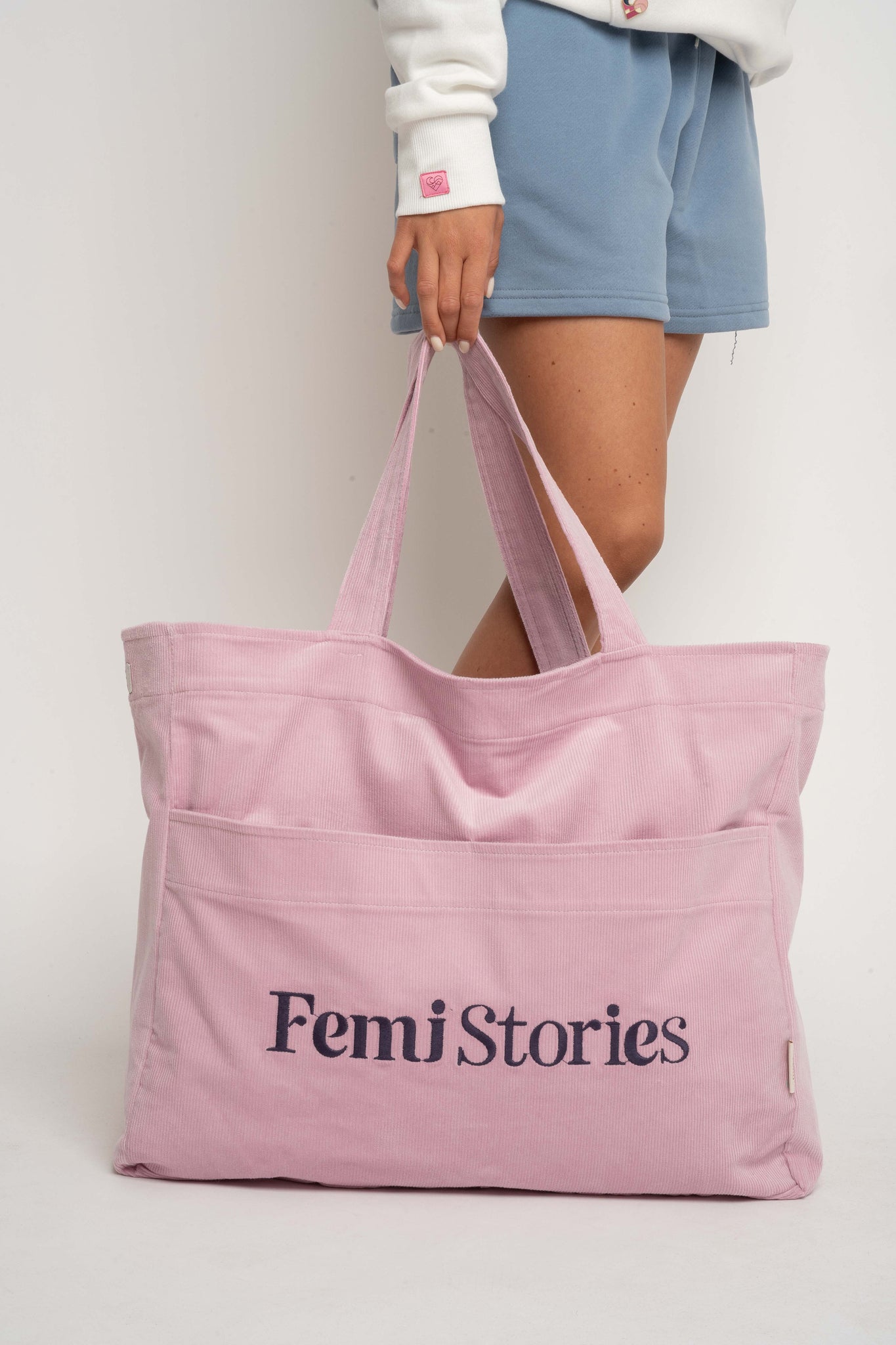 TORBA TYPU SHOPPER BAG JASNORÓŻOWA Z ANTRACYTOWYM NAPISEM - NAYA