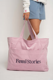TORBA TYPU SHOPPER BAG JASNORÓŻOWA Z ANTRACYTOWYM NAPISEM - NAYA